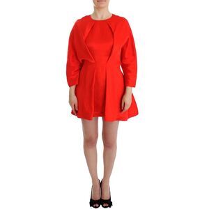 Fyodor Golan Red Mini Linen 3/4 Sleeve Sheath Women's Dress